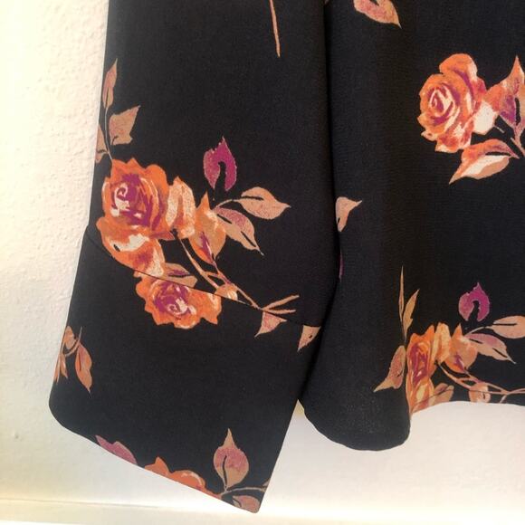 NWT Nordstrom BP Women’s XXS Floral Button Up Black Cropped Blouse Oversized - Picture 3 of 7
